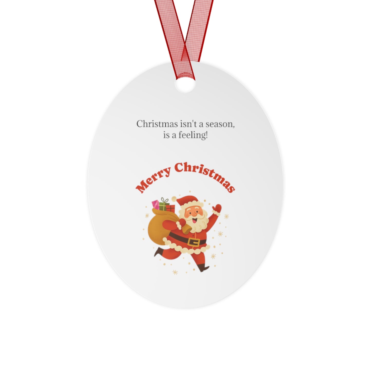 Metal ornament featuring a Santa with sack, bell-shaped holiday decoration from Printify, perfect for Christmas tree decor.