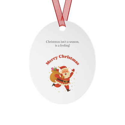 Metal ornament featuring a Santa with sack, bell-shaped holiday decoration from Printify, perfect for Christmas tree decor.