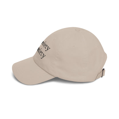 Dad Cap — "My anxiety has anxiety" Embroidered White Baseball Hat