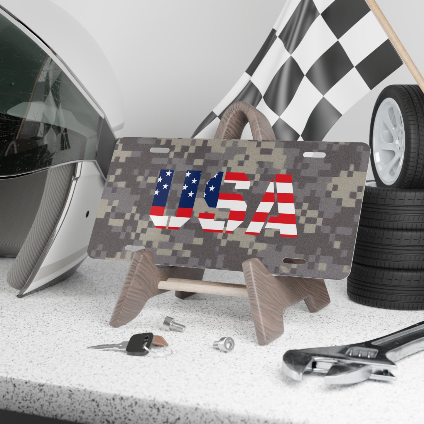 Patriotic License Plate, Custom Vanity Plate Decor, USA Flag Car Accessory, Military Themed Gift, Unique Home Decoration