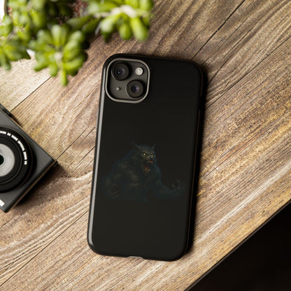 Werewolf phone case with dark monster graphic, tough protective design for a smartphone, by Printify.