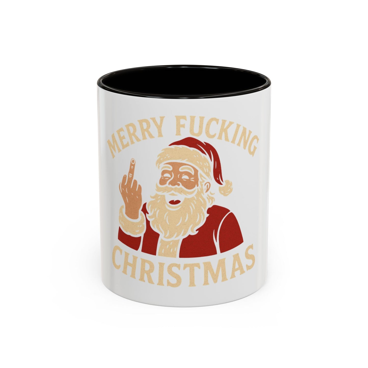 Merry Fucking Christmas Mug — Funny Santa Middle Finger Coffee Cup (11oz & 15oz)