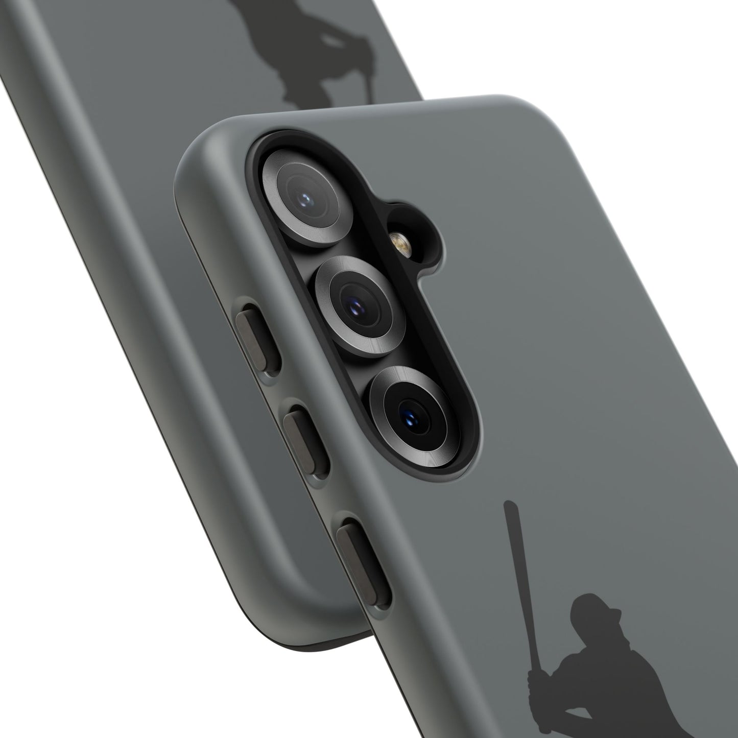 Black baseball silhouette tough phone case for iPhone, protective sporty design by Printify, fits Apple devices securely.