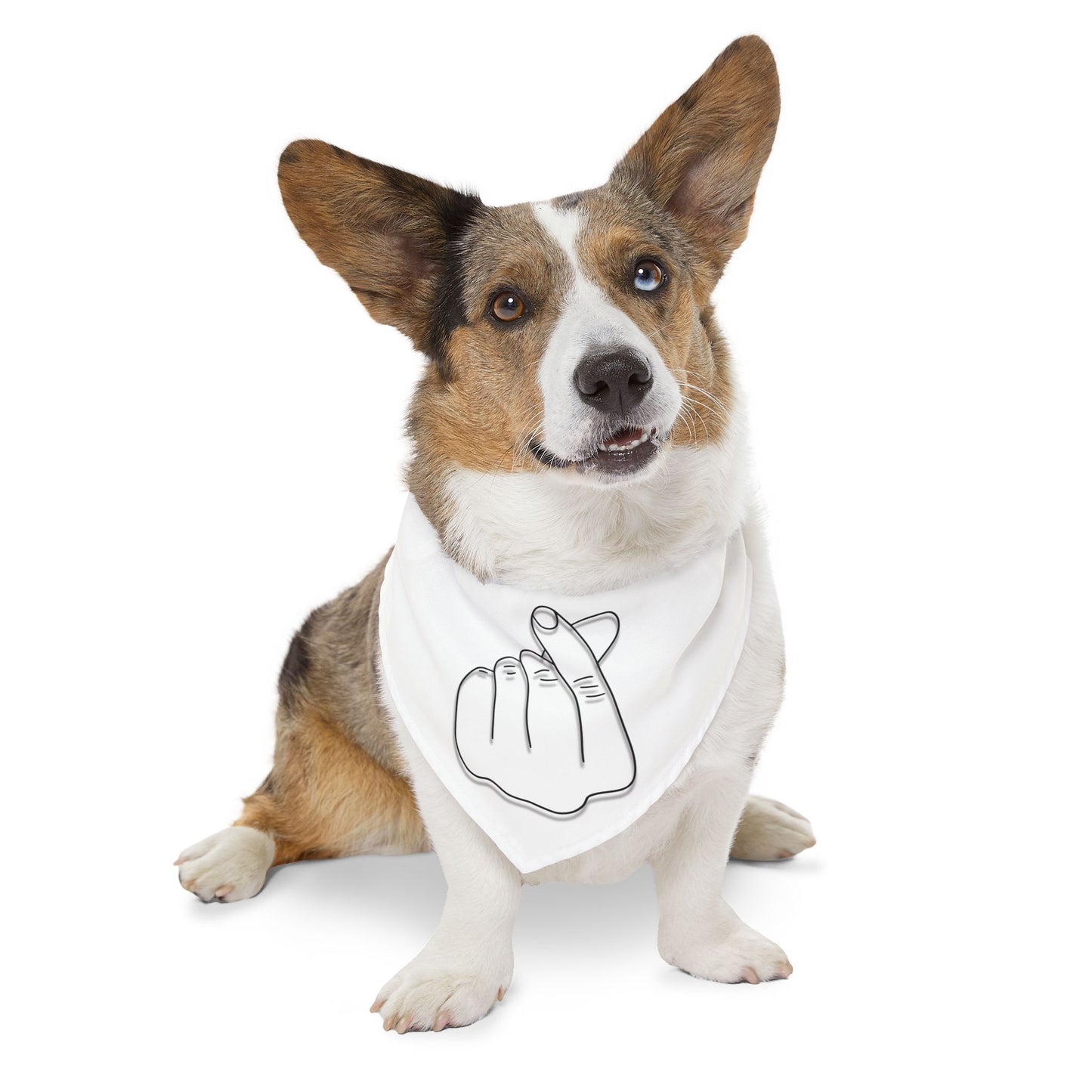 Charming Pet Bandana Collar with Love Gesture - Cute & Stylish Accessory for Dogs