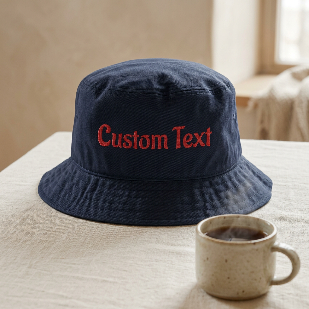 Embroidered Custom Text Bucket Hat — Personalized Chic Sun Hat