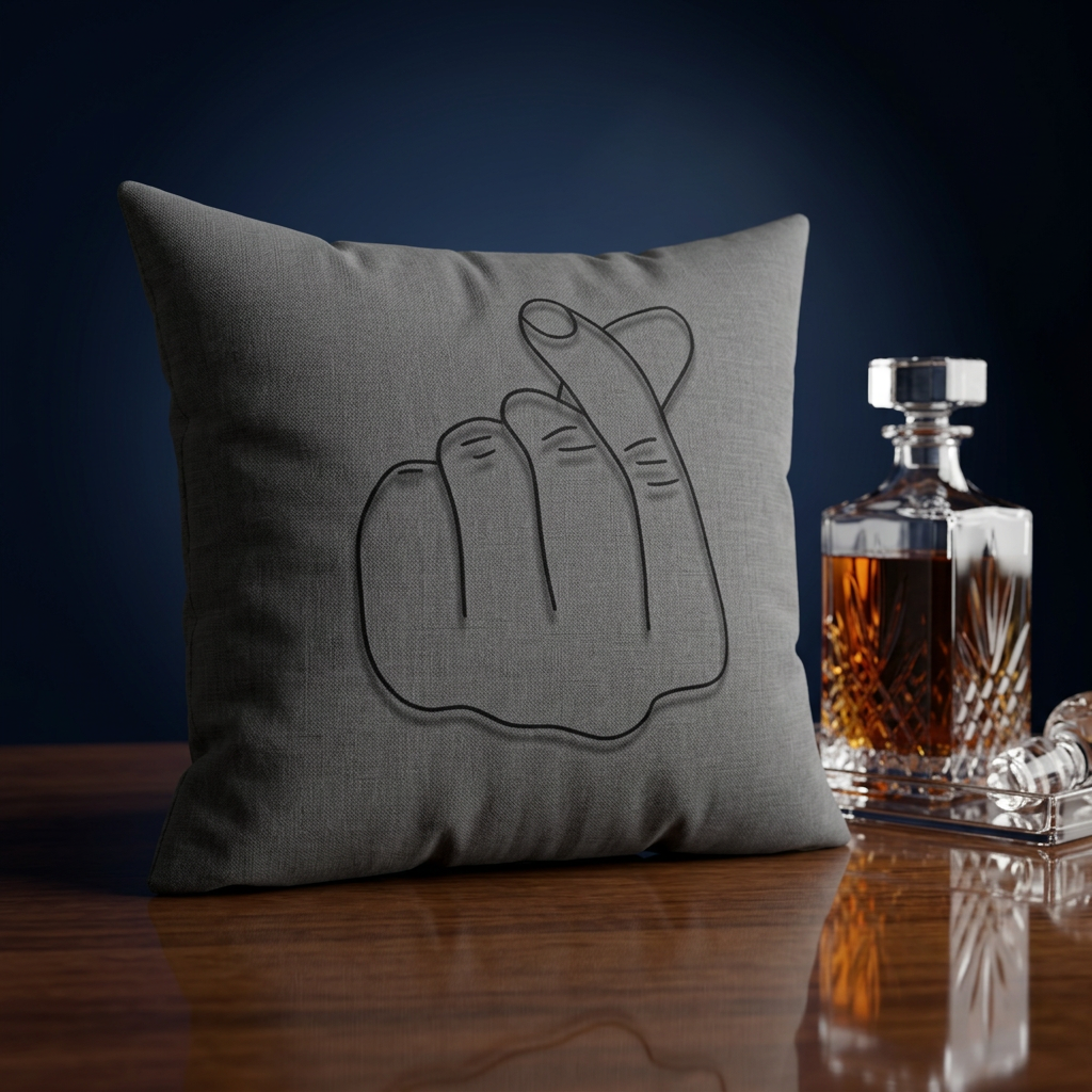 Minimalist hand gesture throw pillow by Printify featuring a cozy home decor design with a simple, modern style.