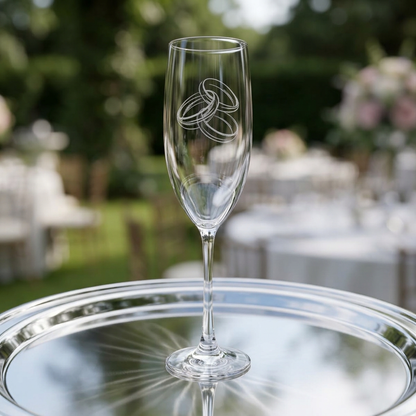 Interlocking Rings Champagne Glass | Engraved 8oz Flute