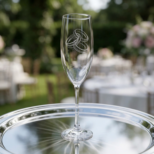 Interlocking Rings Champagne Glass | Engraved 8oz Flute
