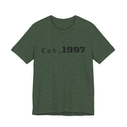 Vintage 1997 Established T-shirt by Printify featuring classic design and comfortable cotton fabric.