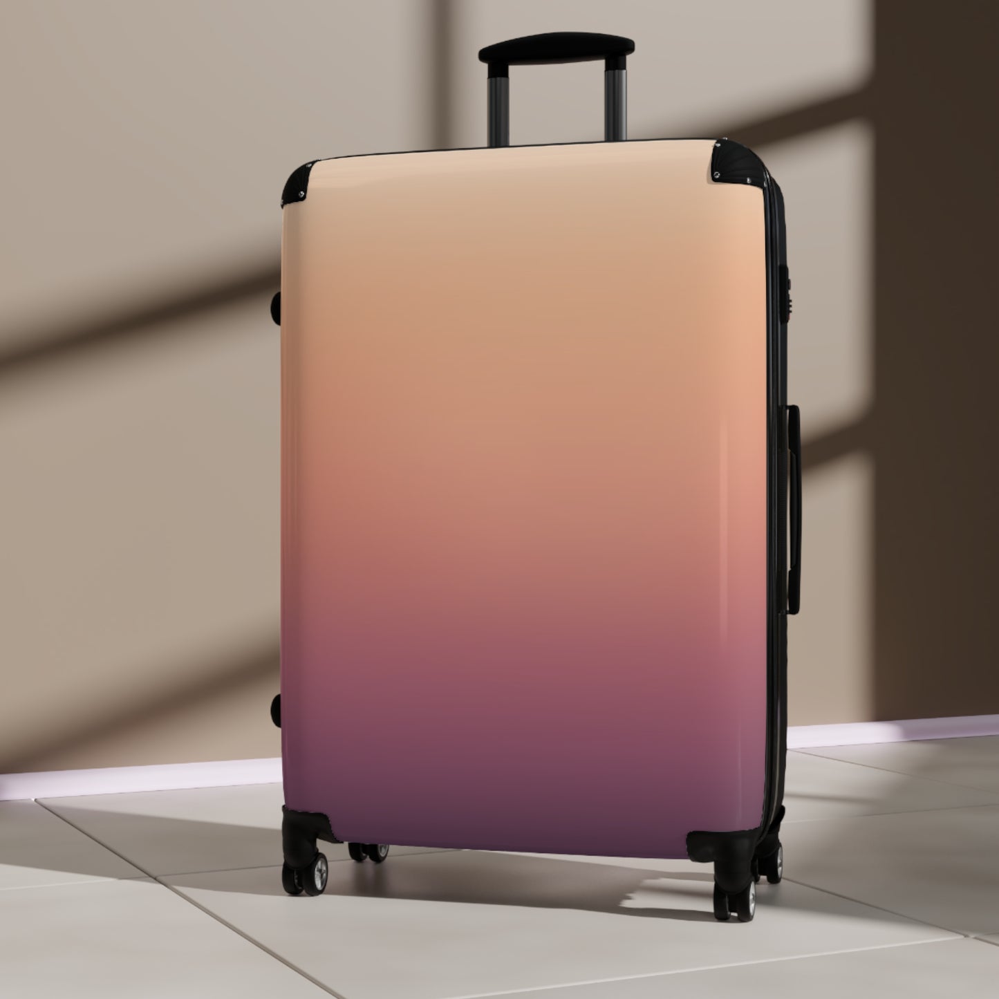 Gradient Ombre Carry-On Suitcase — Sunset Pink to Plum Travel Luggage