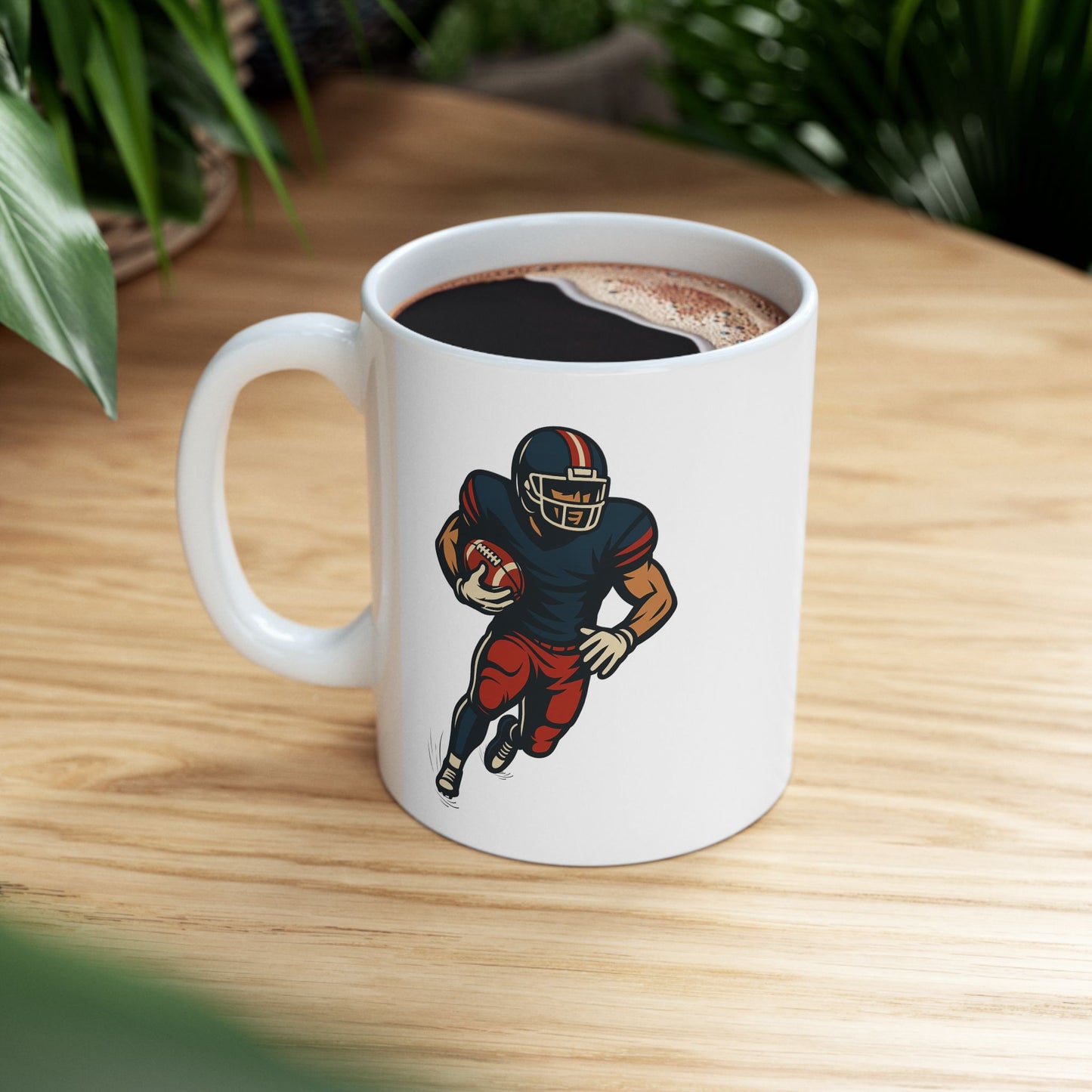 Football Player Ceramic Mug, Sports Fan Gift, Football Lover Coffee Cup, Game Day Drinkware, Quarterback Tea Mug, Touchdown Fan Decor,