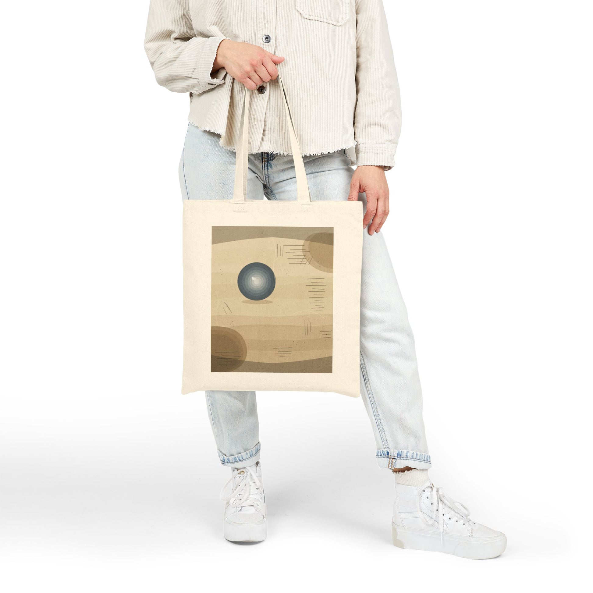 Minimalist Orb Abstract Tote Bag | Geometric Earth Tone Art - TRV