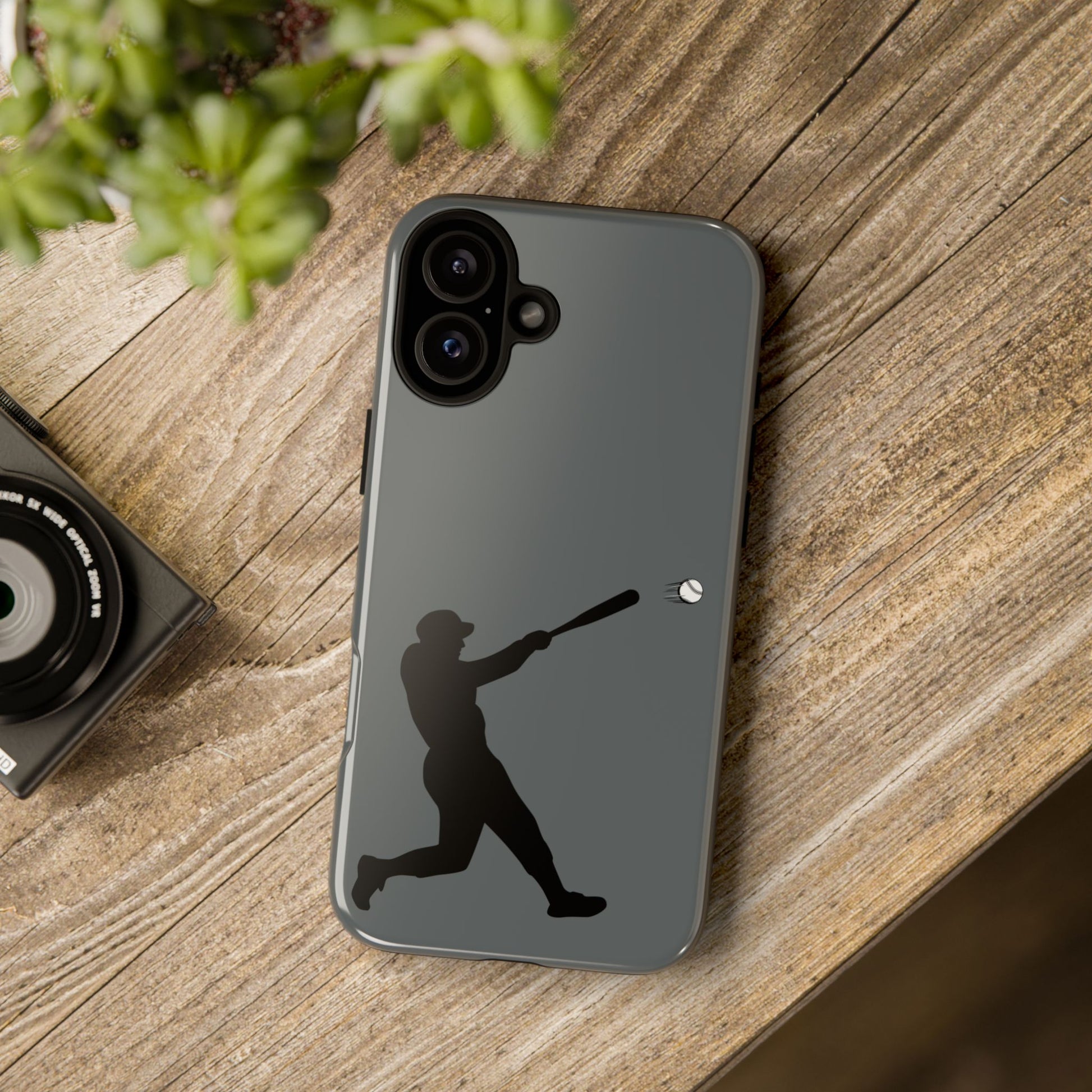 Printify baseball batter phone case, tough protective smartphone cover featuring a baseball player design for sports fans.
