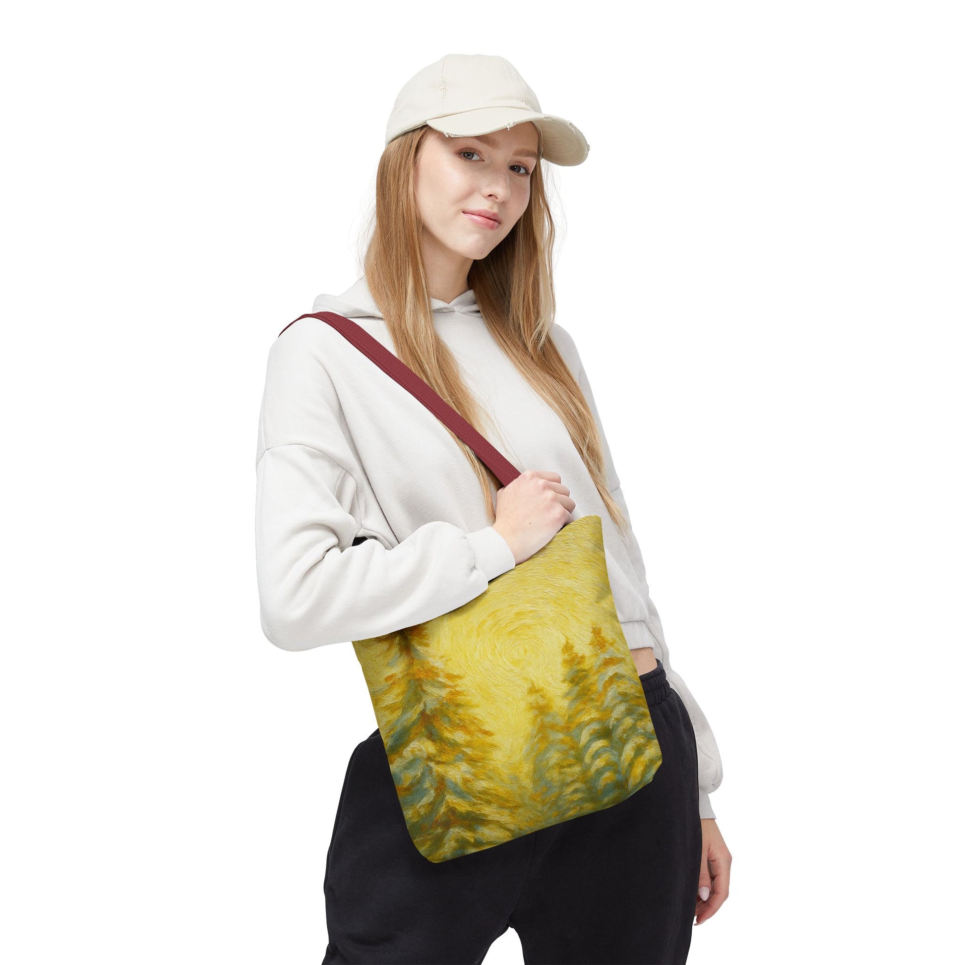Eco-friendly canvas tote bag featuring an artistic abstract design, perfect for beach or casual outings.