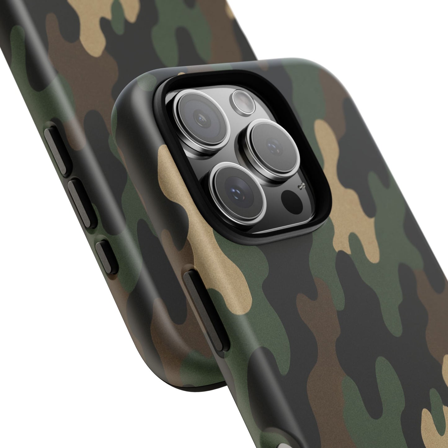 Camouflage tough phone case by Printify featuring rugged camouflage design for durable protection.