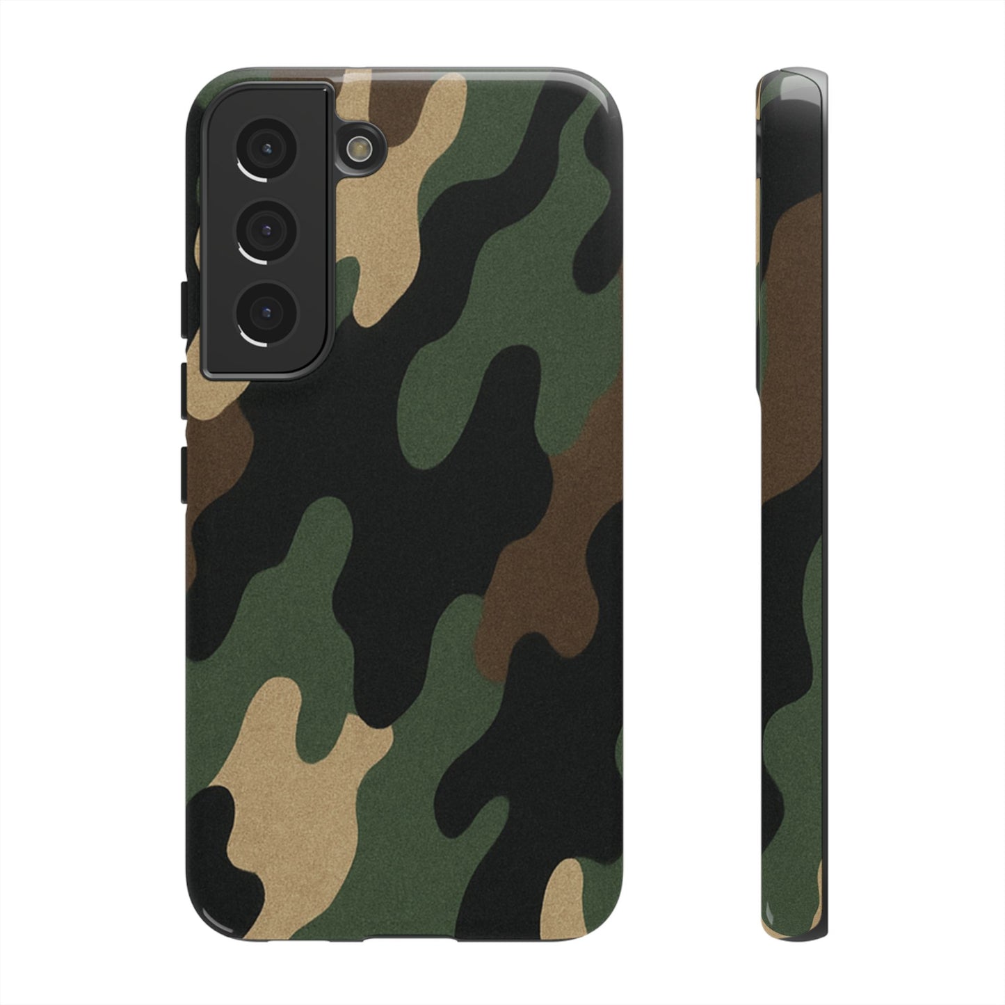 Military green camo tough phone case by Printify, rugged protective cover for smartphones with durable design.