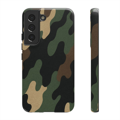 Military green camo tough phone case by Printify, rugged protective cover for smartphones with durable design.