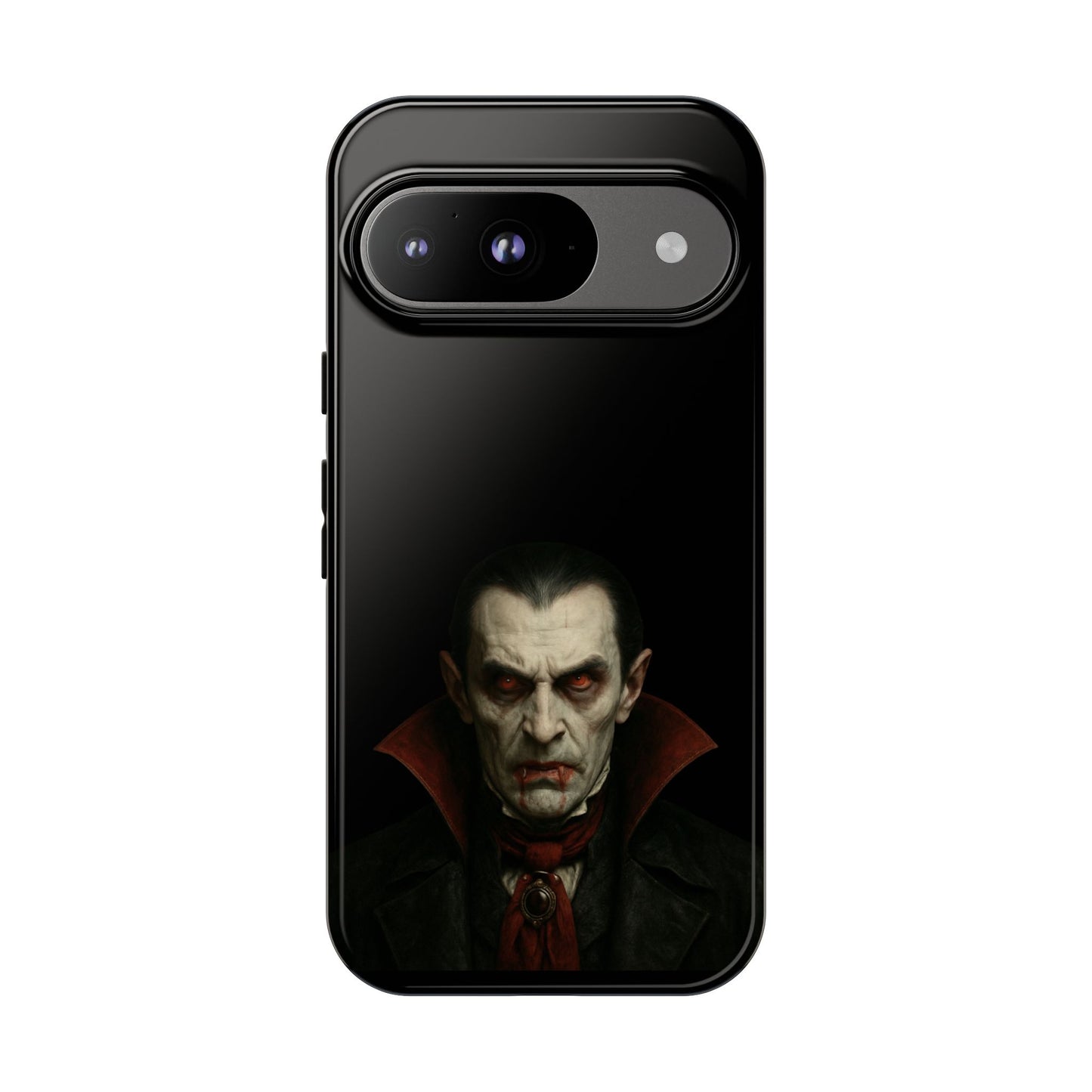 Gothic vampire portrait phone case for iPhone featuring a Dracula horror design by Printify.