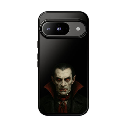 Gothic vampire portrait phone case for iPhone featuring a Dracula horror design by Printify.