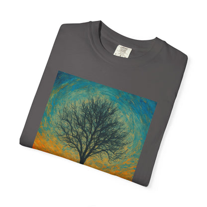 Nature-Themed Unisex Garment-Dyed T-Shirt - Tree Design, Bohemian Tee, Nature Lover Gift, Eco-Friendly Fashion, Casual Wear - TRV