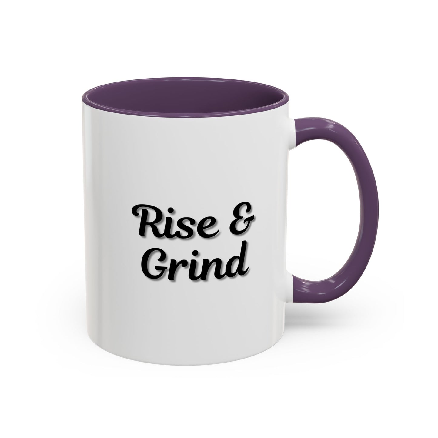 Motivational Rise & Grind Coffee Mug, Black Accent Mug, Daily Inspiration, Gift for Coffee Lovers, 11oz 15oz Ceramic Cup