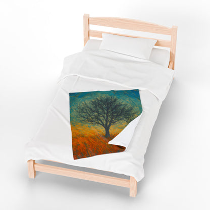Cozy Velveteen Plush Blanket with Serene Tree Design | Comfortable Home Decor, Gift for Nature Lovers, Cozy Nights, Warmth&Style - TRV