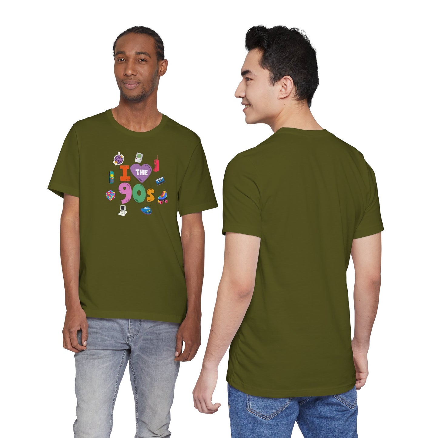 I  Love the 90's Short Sleeve Tee - Retro Graphic Tee, Vintage Style Shirt, Perfect for Casual Outings, 90s Nostalgia Apparel
