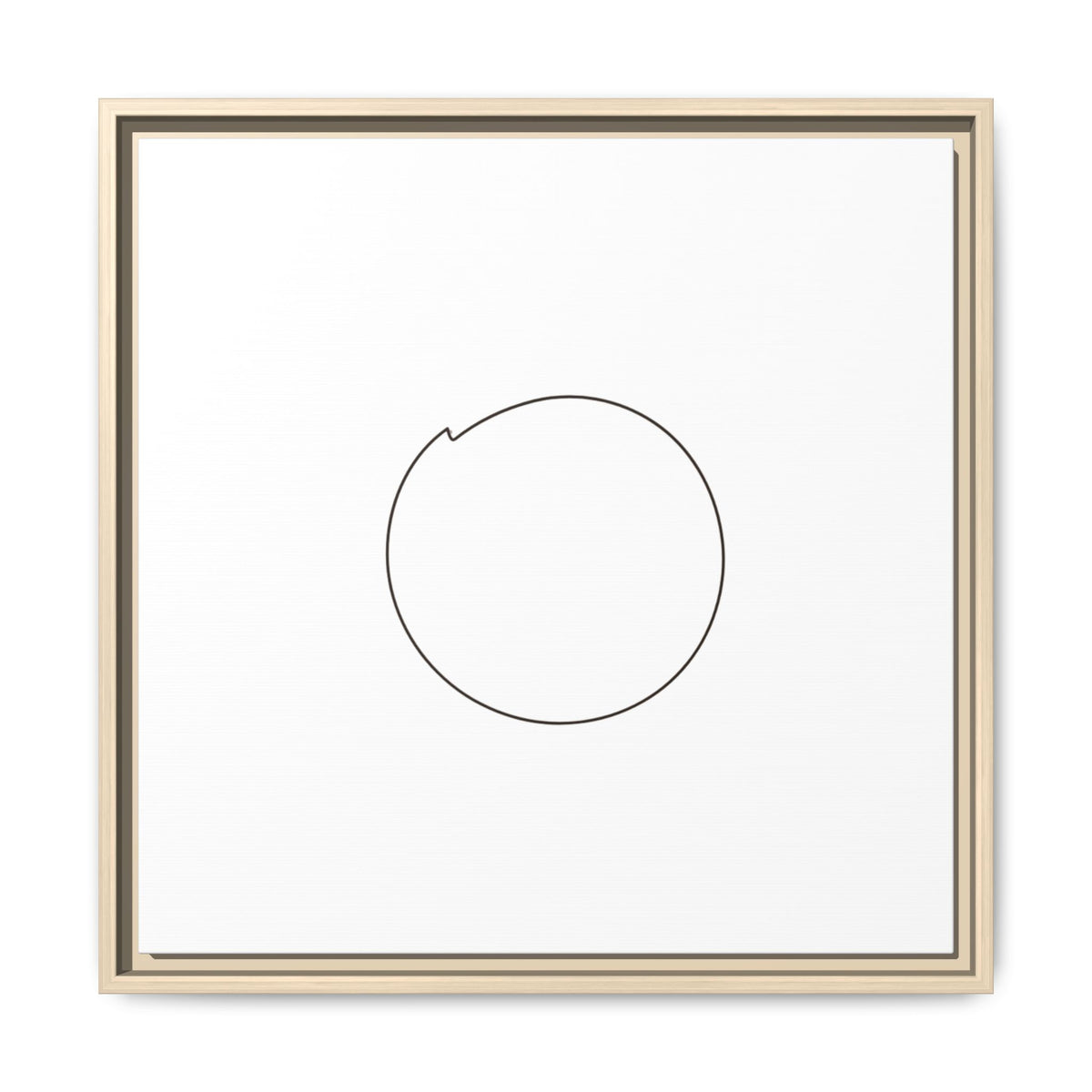 Framed matte canvas wall art featuring a minimal circular line design, by Printify, perfect for modern home decor.
