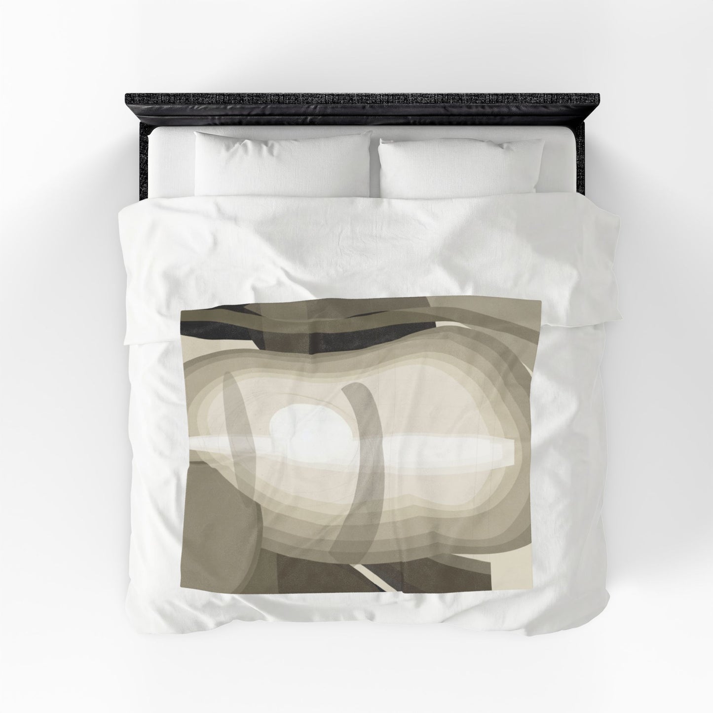 Abstract Neutral Shapes Velveteen Plush Blanket | Modern Minimalist Art