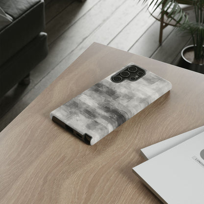Abstract gray grid phone case for iPhone, tough protective cover with modern design from Printify.