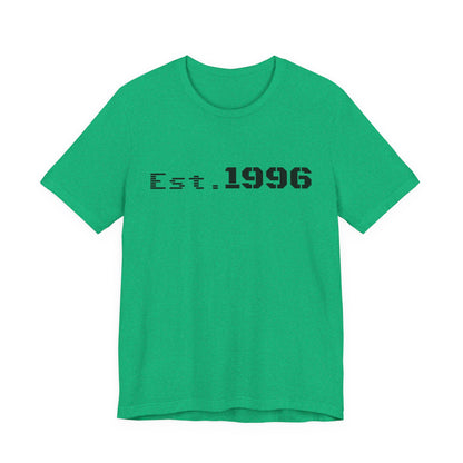 Vintage Est. 1996 T-shirt by Printify featuring a classic design, perfect for birth year birthday celebrations.