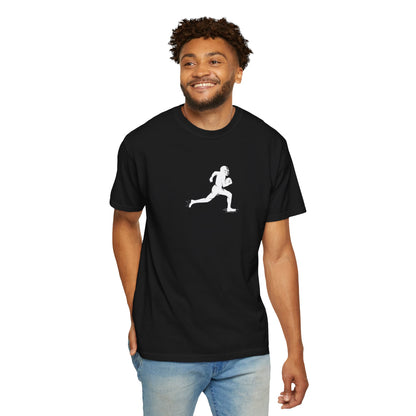 Sporty Unisex Garment-Dyed T-Shirt with Football Player Graphic, Activewear, Casual Wear, Gift for Runners, Fitness Apparel, Everyday Style