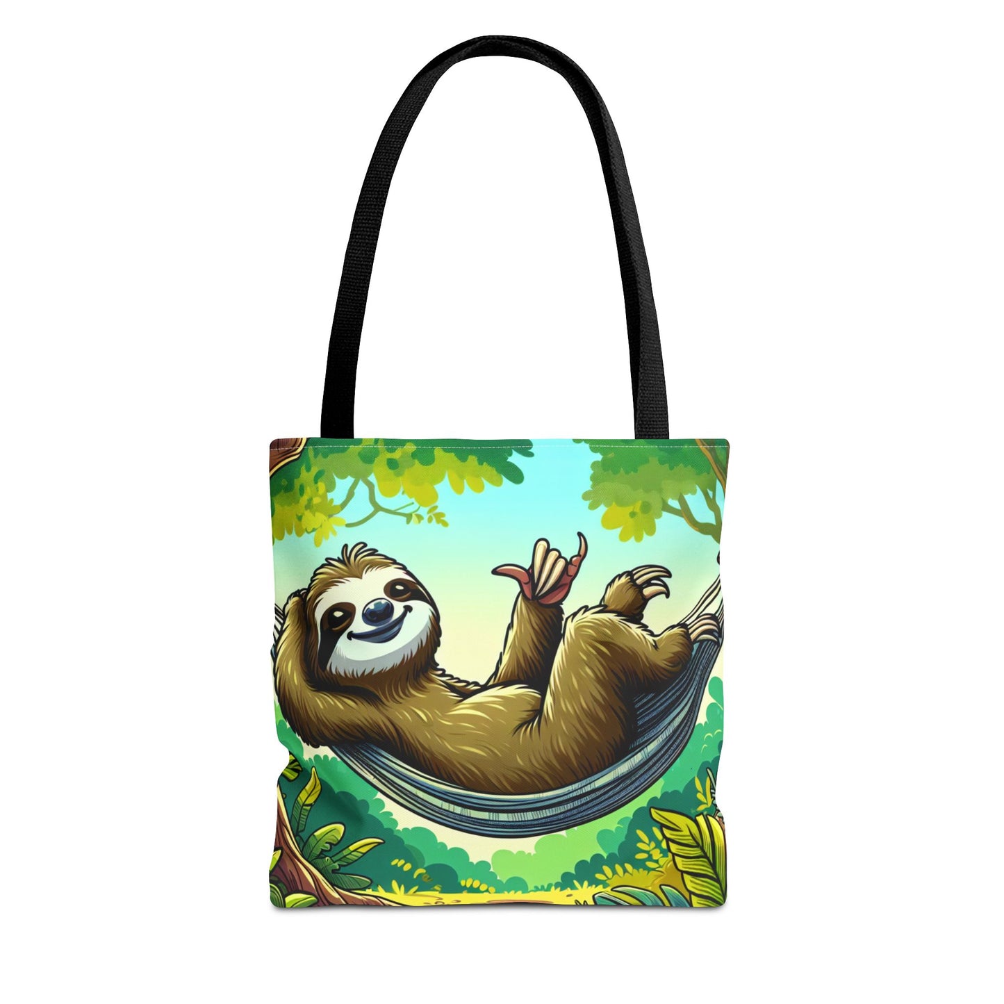 Cute eco-friendly sloth tote bag featuring a playful sloth illustration, perfect for animal lovers and casual outings.