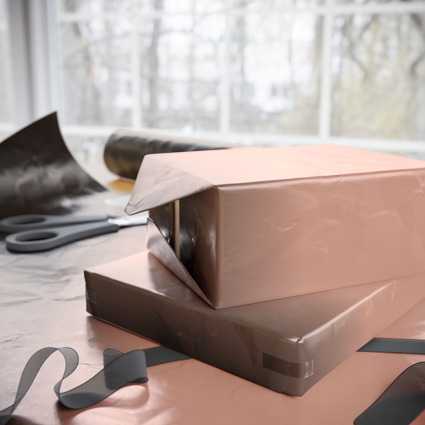 Neutral Ombre Gradient Wrapping Paper Roll — Minimal Beige to Brown Gift Wrap for Weddings, Birthdays & Everyday