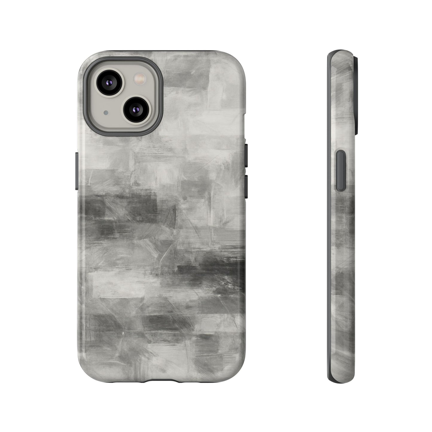 Abstract gray grid phone case for iPhone, tough protective cover with modern design by Printify.