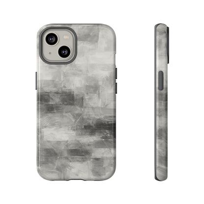 Abstract gray grid phone case for iPhone, tough protective cover with modern design by Printify.