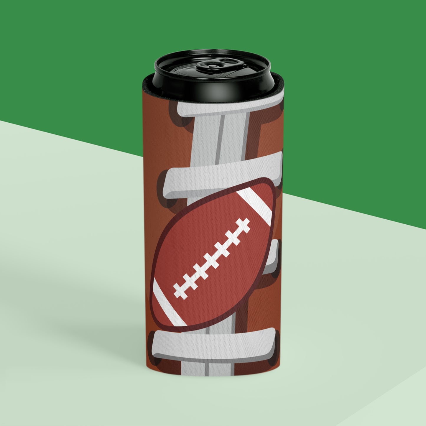 Football Can Cooler for Game Day, Beverage Insulator for Tailgating, Outdoor Parties, Sports Gifts for Fans, Reusable Drink Holder