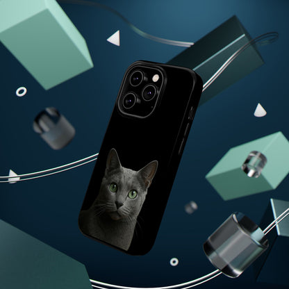 Russian Blue Cat Phone Case — Magnetic Impact-Resistant iPhone Cover