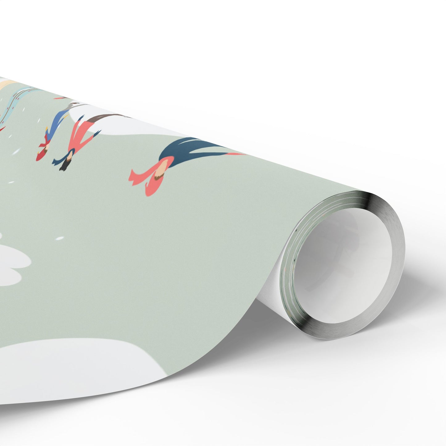 Winter Village Pattern Wrapping Paper | Holiday Snow Scene Roll