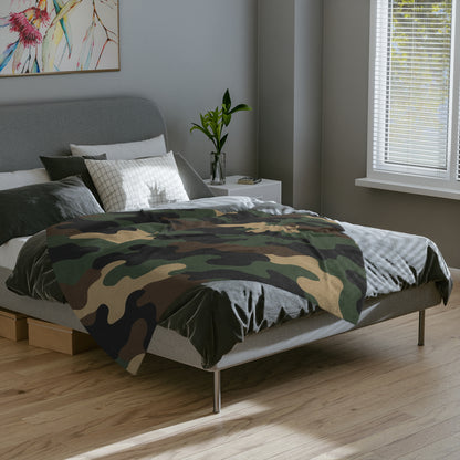 Cozy Camo Velveteen Microfiber Blanket - Soft, Warm, Perfect for Camping, Outdoors, Military Theme, Home Decor, Gift Idea - TRV