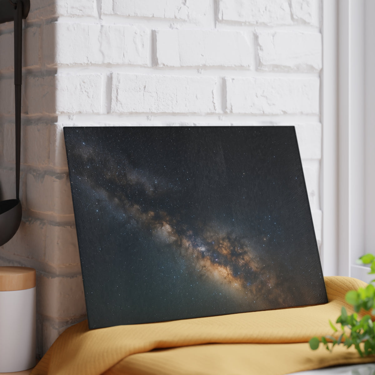 Milky Way Glass Cutting Board — Night Sky Decorative Kitchen Board
