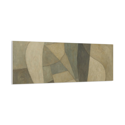Abstract neutral geometric shapes on matte canvas, modern wall art by Printify featuring minimalist design and neutral tones.