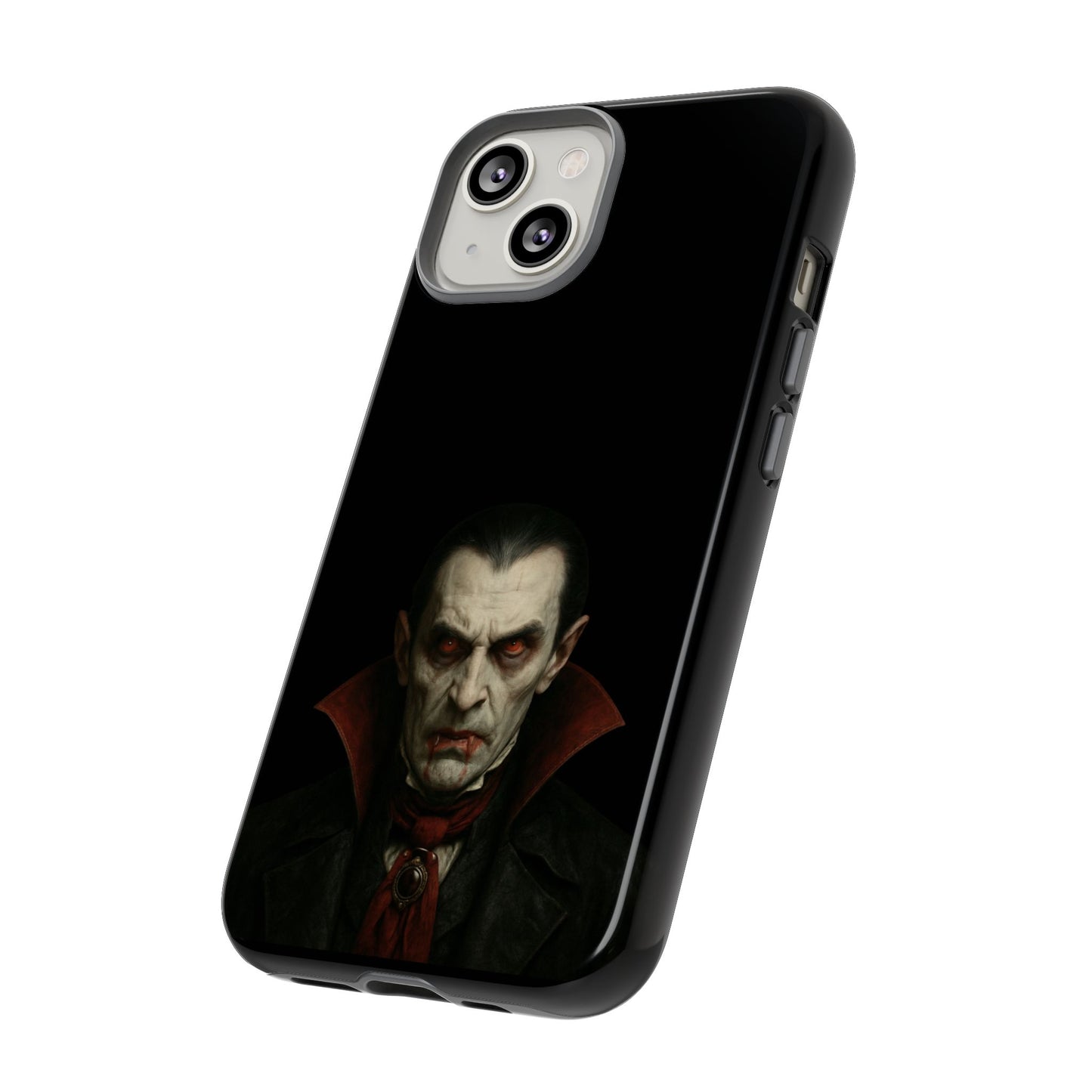 Gothic vampire portrait phone case for iPhone featuring Dracula horror design by Printify.