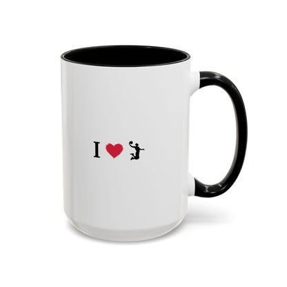 I Love Basketball Coffee Ceramic Mug, Cute Coffee Lover Gift, Personalized Mug for Fun, Black Accent Mug for Birthdays, Holidays, Office - TRV