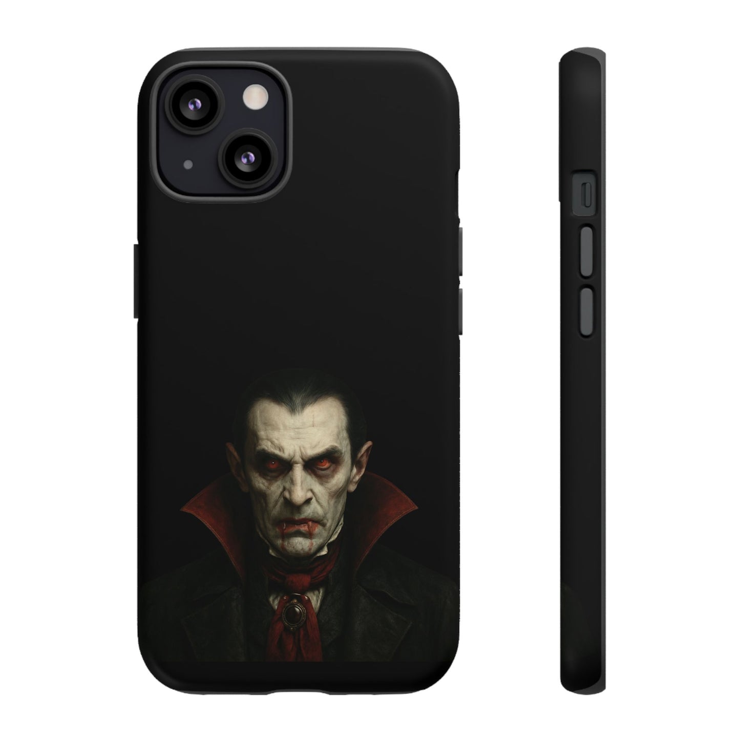Gothic vampire portrait phone case for iPhone featuring Dracula horror design by Printify.