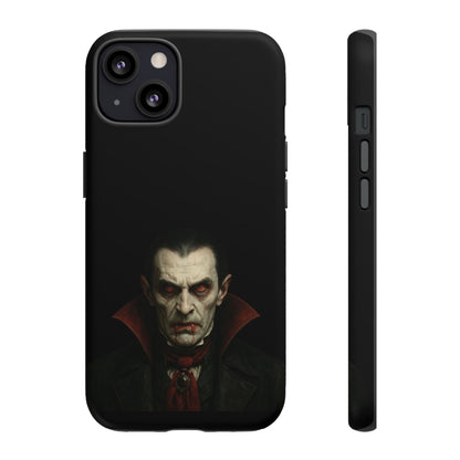 Gothic vampire portrait phone case for iPhone featuring Dracula horror design by Printify.