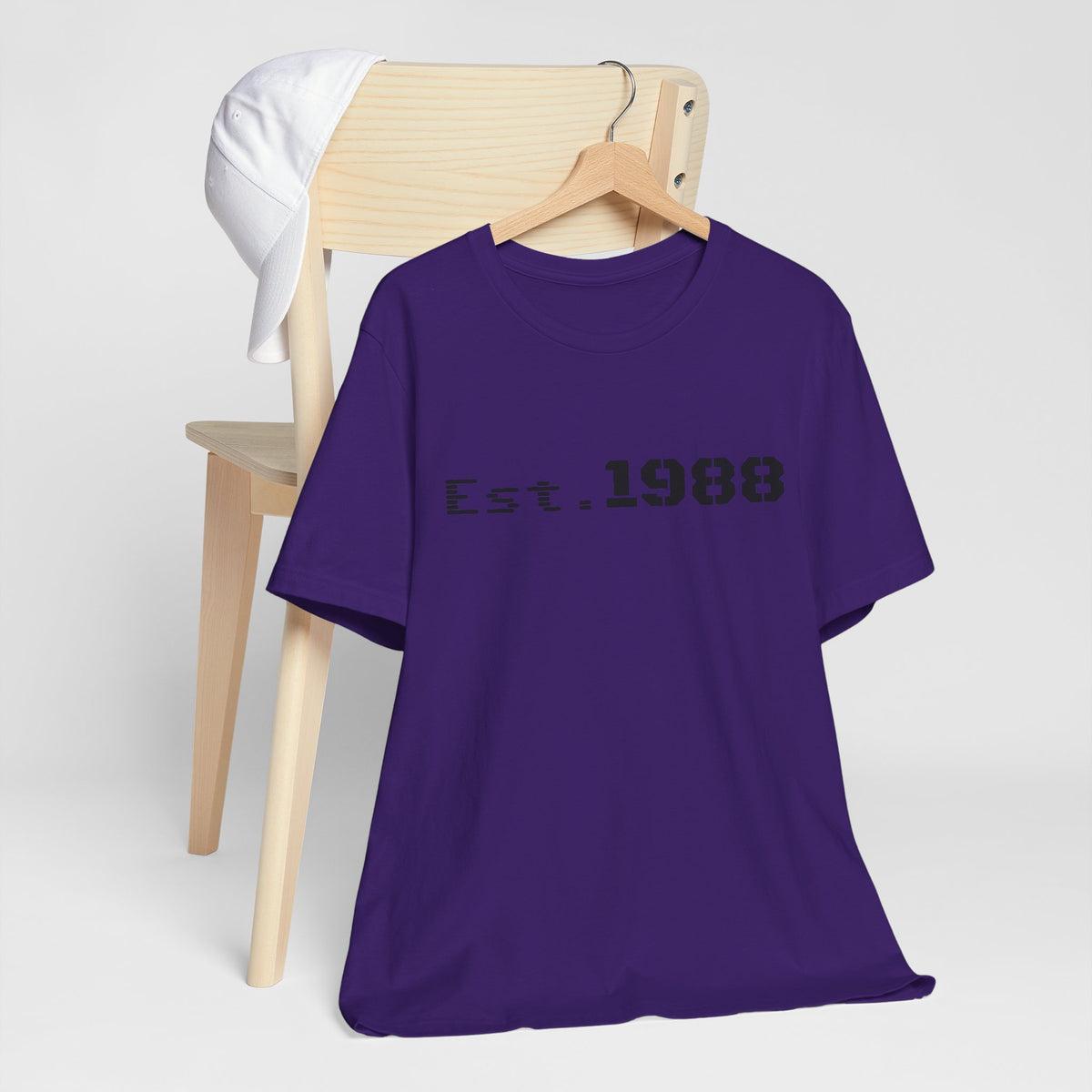 Printify Est. 1988 retro logo T-shirt showing vintage-style graphic on classic cotton tee.