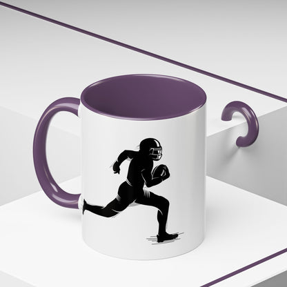 Football Player Themed Accent Coffee Mug, Sports Fan Gift, Unique Mug for Athletes, Coffee Lover, Game Day Essential - TRV