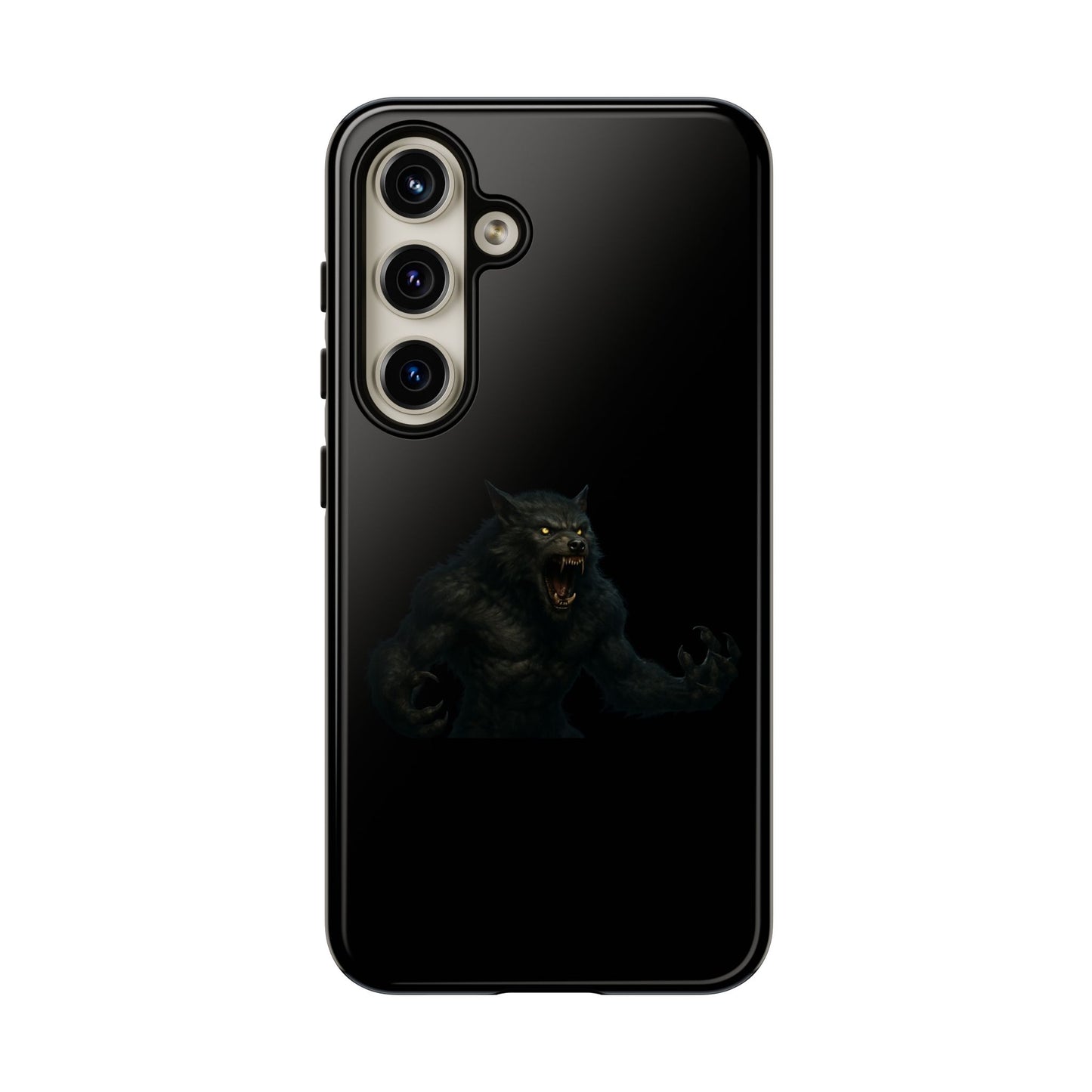 Werewolf phone case with dark monster graphic, tough protective design for smartphones, by Printify.