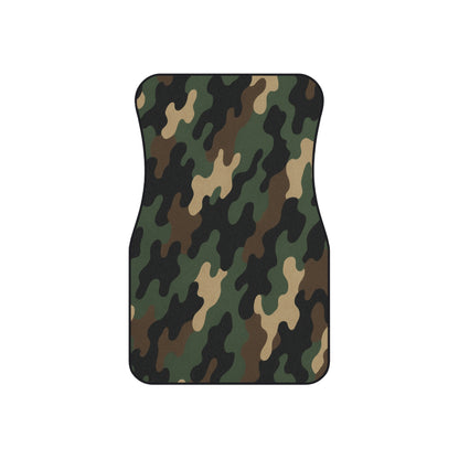 Camo Car Floor Mats (Set of 4) — Green Woodland Pattern
